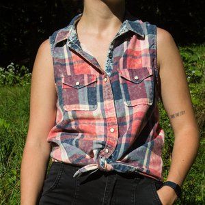 Nollie Plaid Button-Up Tank